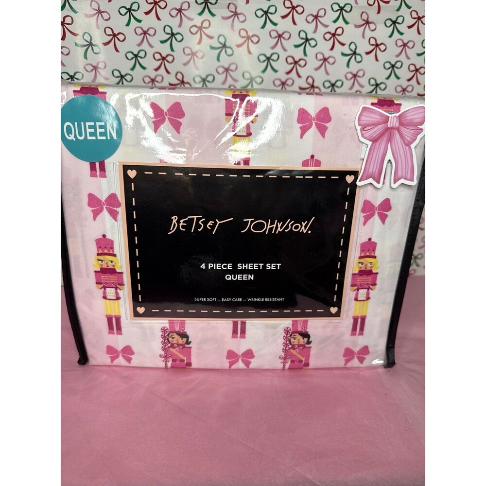 Betsy Johnson pink nutcracker sheets Christmas Queen